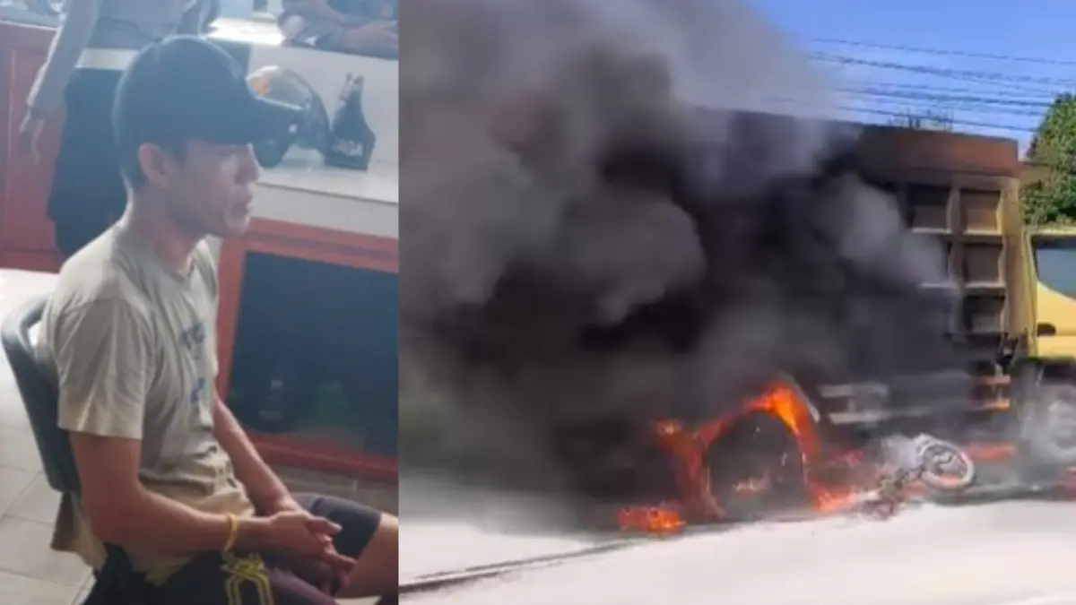 Truk seret motor sampai 2 kilometer, sopir sudah diamankan.WARGA