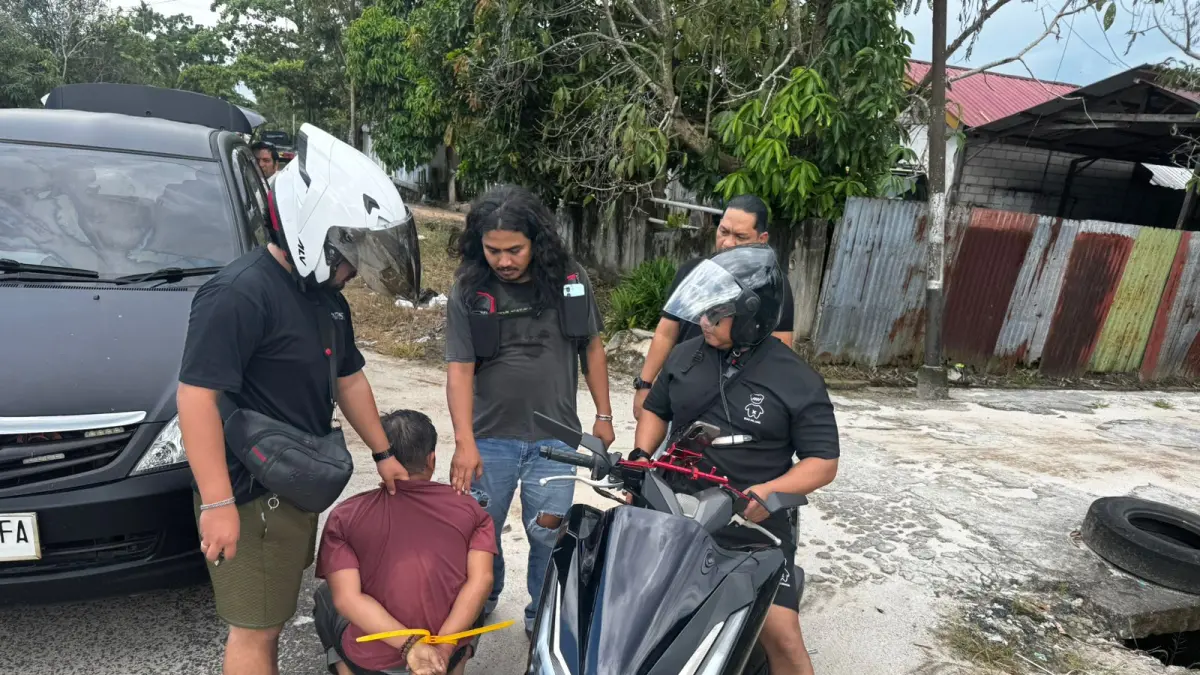 Polisi tangkap pelaku bawa kabur motor.HUMAS