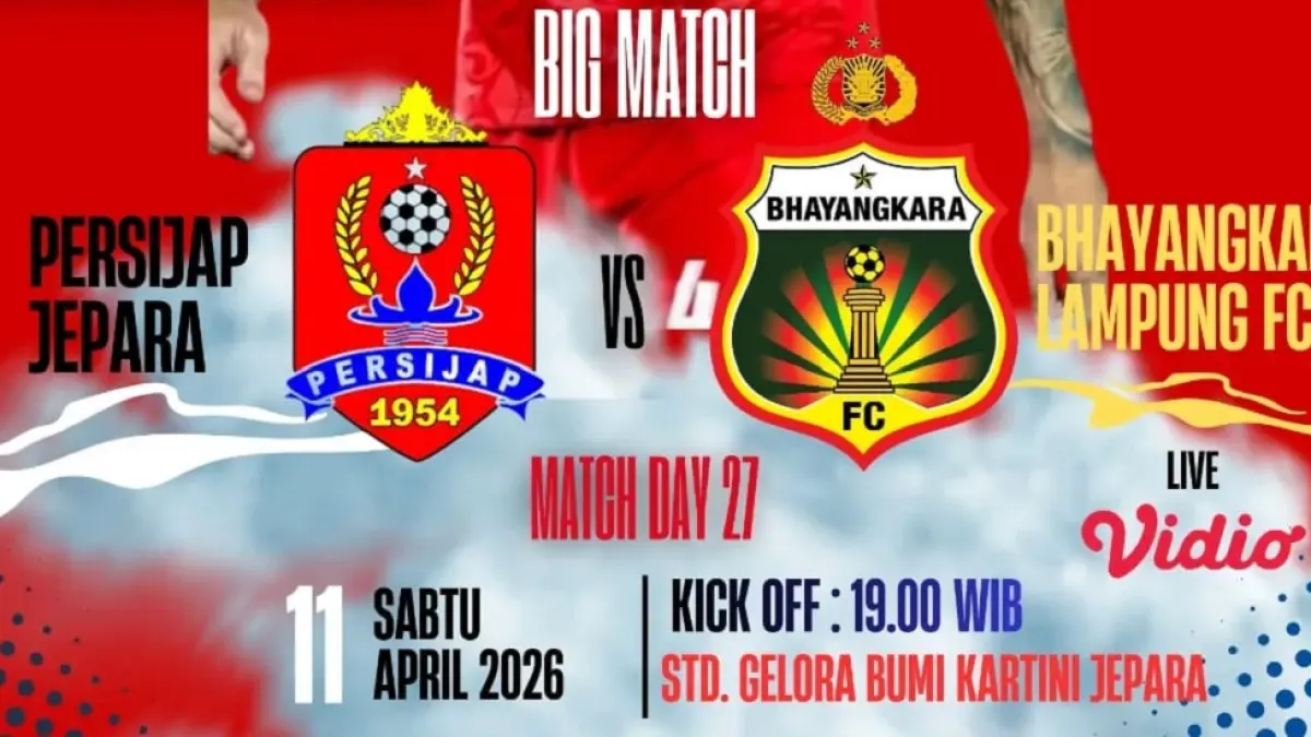 Persijap Jepara bersiap menjajal kekuatan Bhayangkara FC di Stadion Gelora Bumi Kartini dalam laga lanjutan BRI Super League 2025/2026, Sabtu (11/4/2026) malam WIB. (Sumber: Instagram@banaspatikaligarang2016)