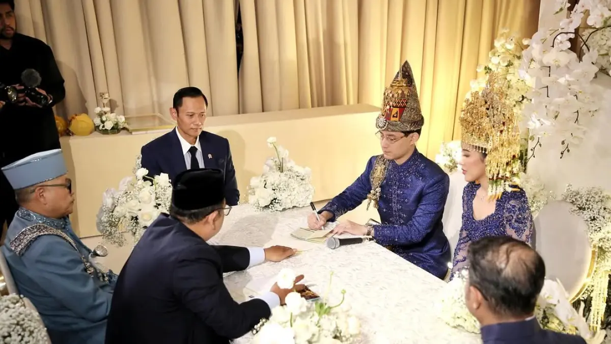 AHY menjadi saksi spesial dipernikahan Teuku Rassya dan Cleantha Islan, Minggu (12/4/2026). IG : @agusyudhoyono