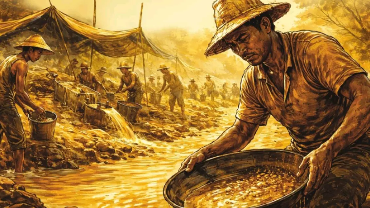 Ilustrasi penambang emas
