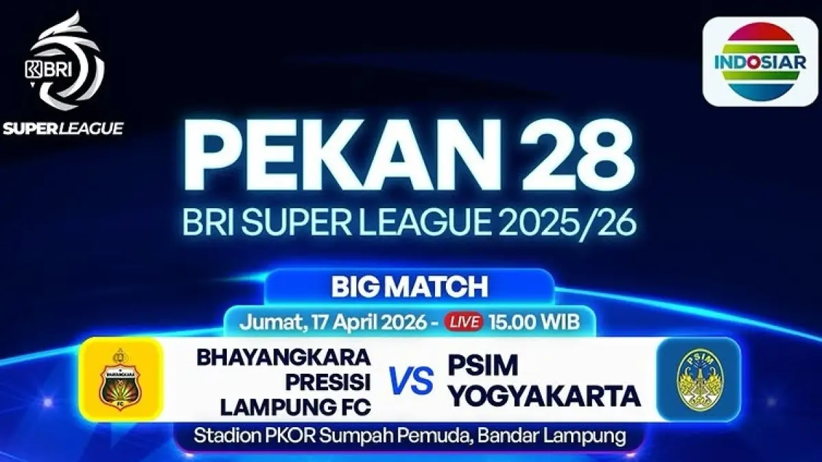 Bhayangkara FC bersiap menjamu PSIM Yogyakarta di Stadion Sumpah Pemuda dalam laga lanjutan BRI Super League 2025/2026, Jumat (17/4/2026) sore WIB. (Sumber: Instagram @liga1match)
