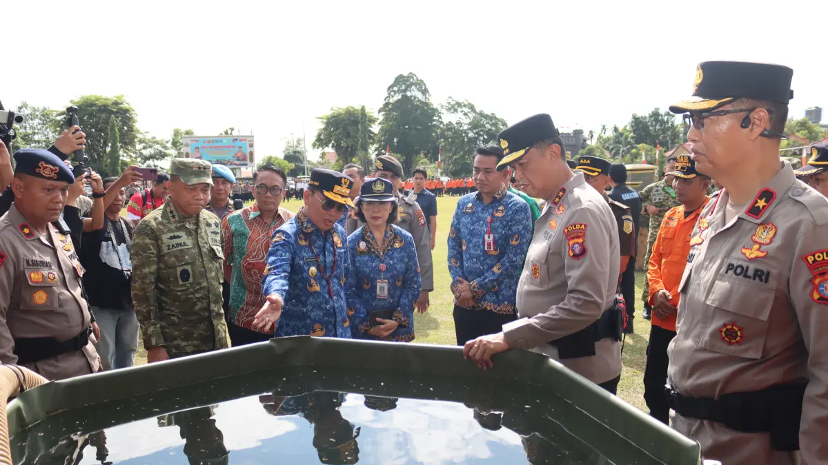 Gubernur Agustiar Sabran, Pangdam dan Kapolda saat apel persiapan karhutla 2026.Humas