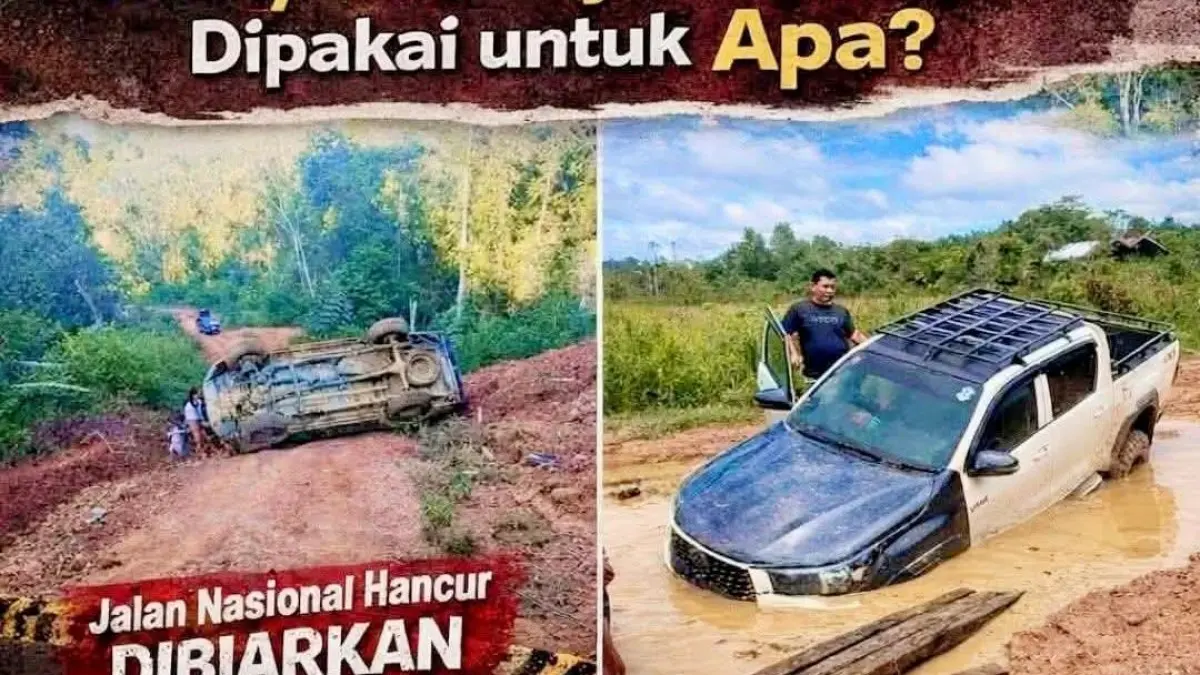 Kondisi jalan rusak di Katingan Hulu.Facebook/Wawan Setiawan