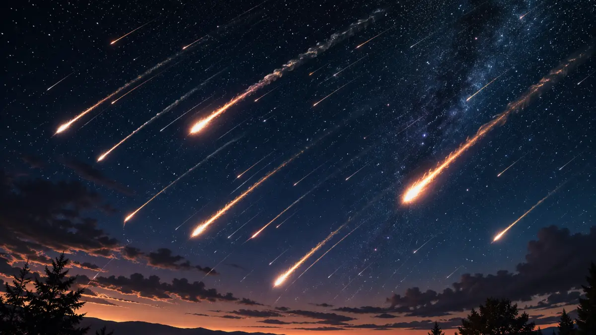 Ilustrasi AI fenomena astronomi hujan meteor Lyrid