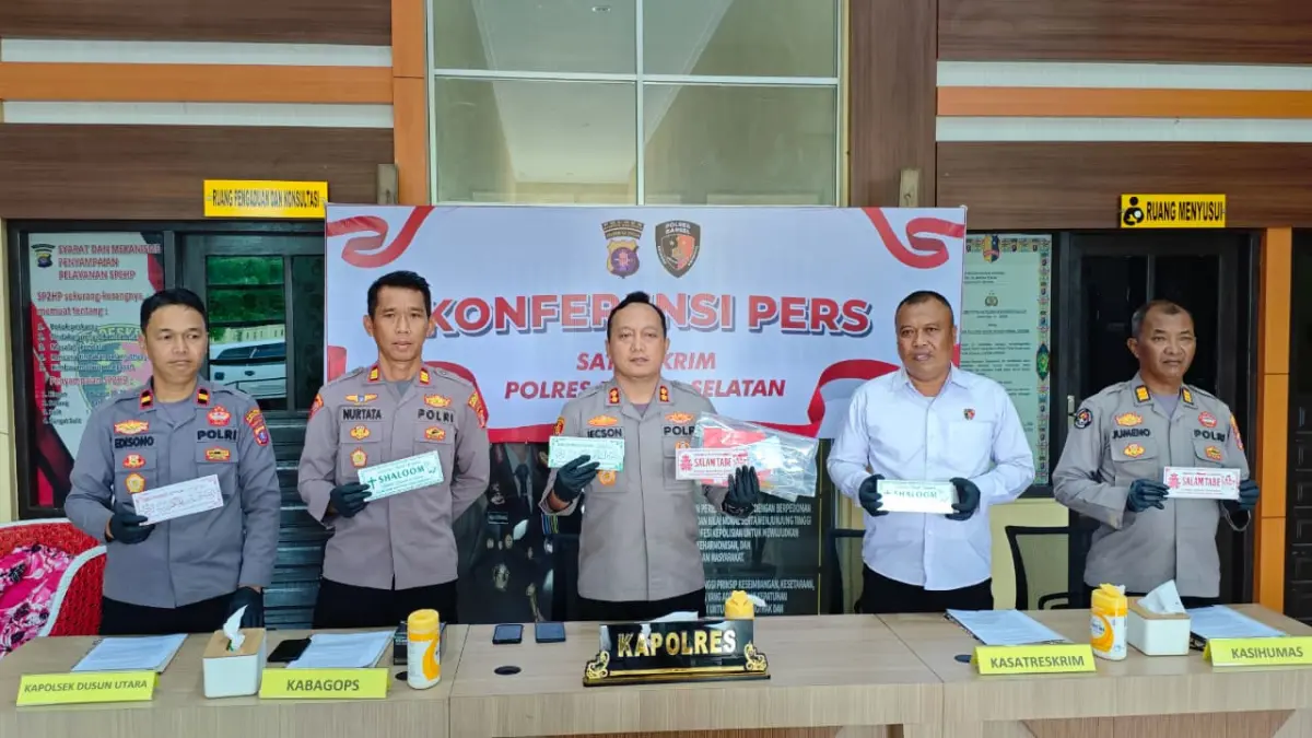 Kapolres Barsel AKBP Jecson R Hutapea memimpin rilis.Denar/Kalteng Pos