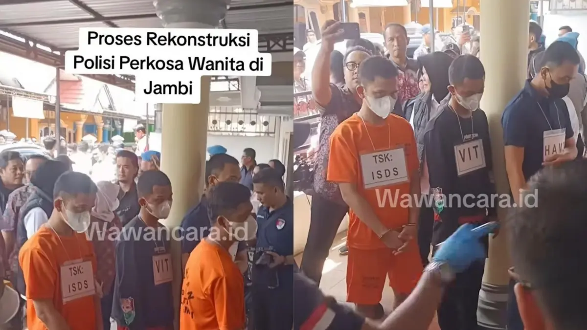 Rekonstruksi pemerkosaan calon polwan dihadiri 4 pelaku dan 3 polisi berstatus saksi.Instagram/wawancara.id.