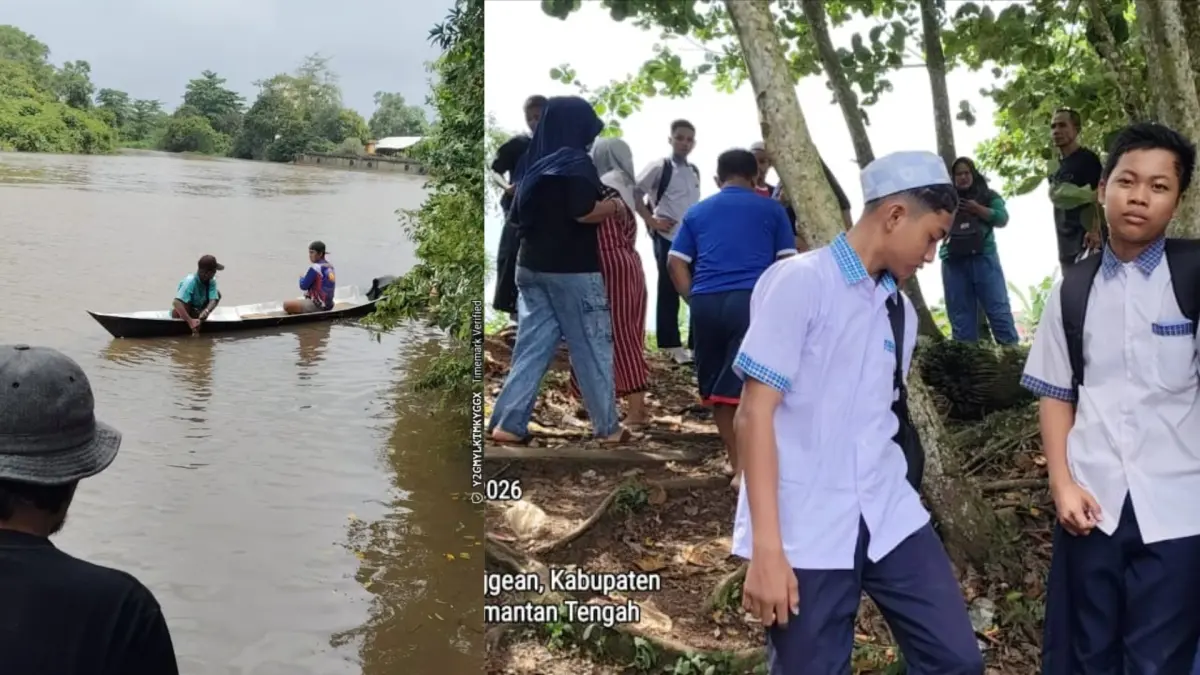 Lokasi pelajar tenggelam di Kawasan Pasar Parenggean.BPBD Kotim