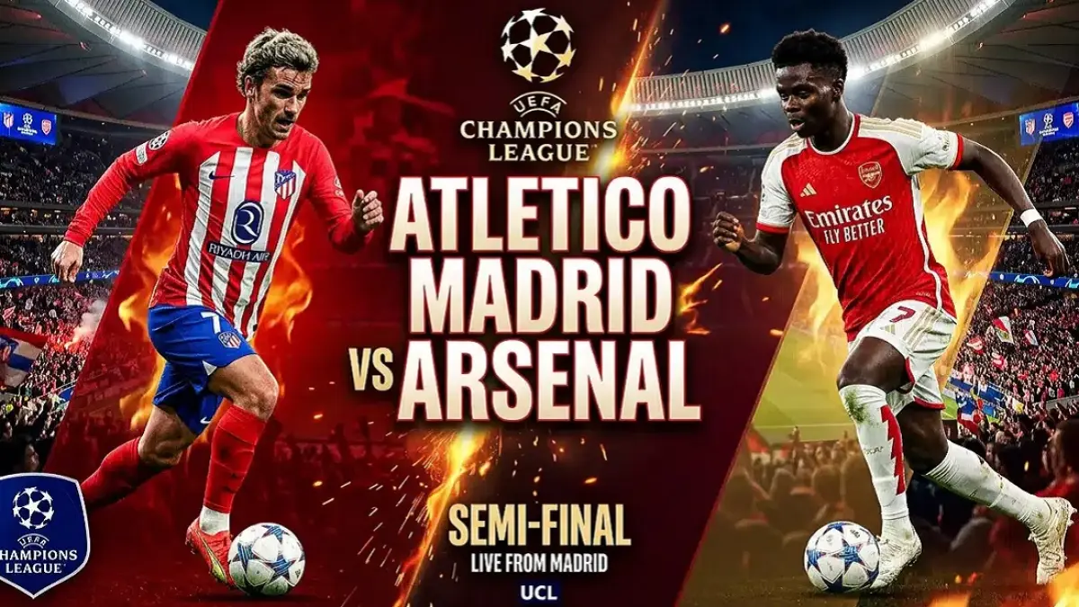 Atletico Madrid akan menjamu wakil Inggris Arsenal di Estadio Metropolitano pada leg pertama babak semifinal UEFA Champions League 2025-2026, Kamis (30/4/2026) dini hari WIB. (Sumber: cricgram.com)
