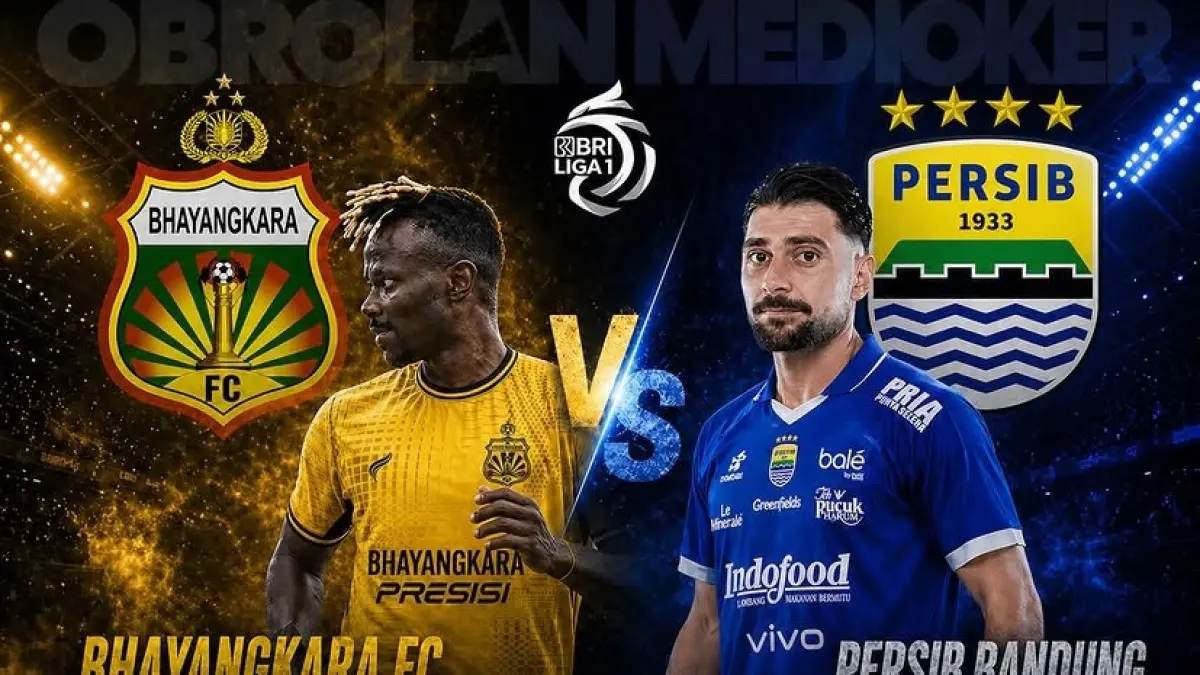 Bhayangkara FC bersiap menjamu Persib Bandung di Stadion Sumpah Pemuda dalam laga lanjutan BRI Super League 2025-2026, Kamis (30/4/2026) malam WIB. (Sumber: Instagram @obrolan.medioker)