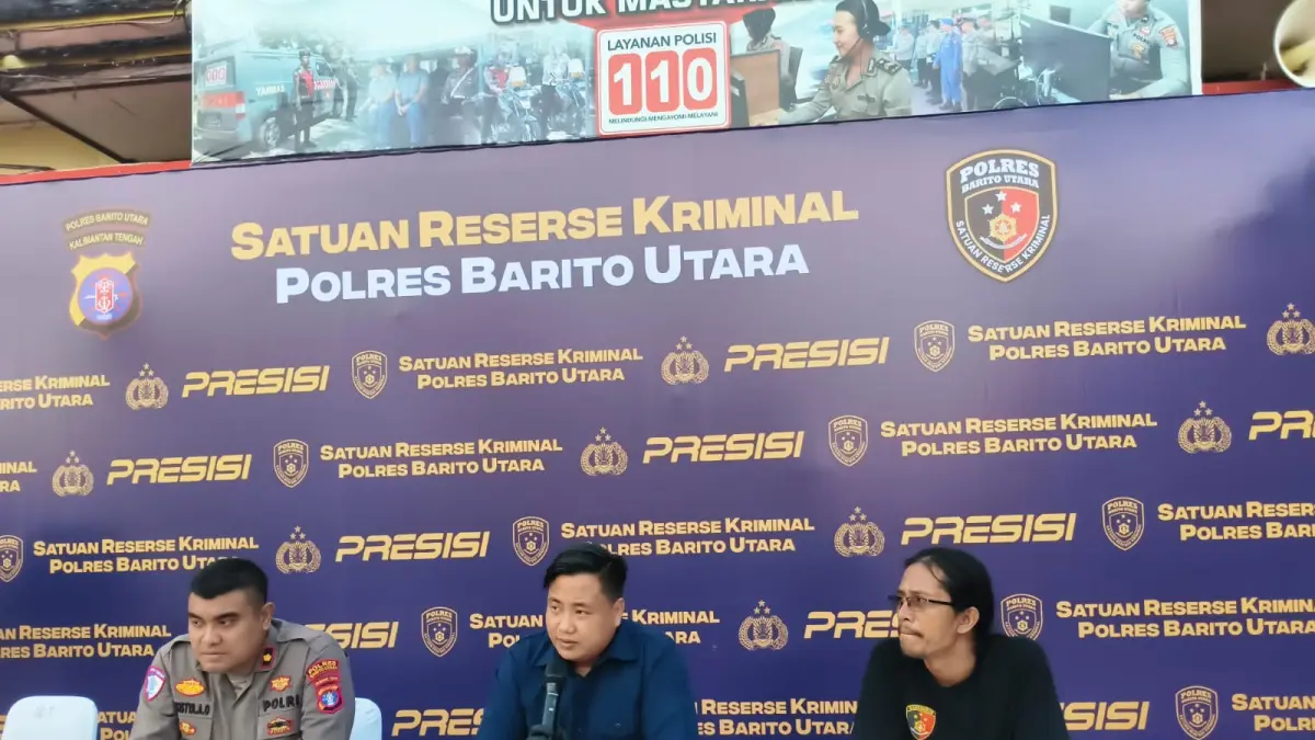 Rilis kasus pembunuhan di perbatasan Kalteng Kaltim.Reno/Kalteng Pos