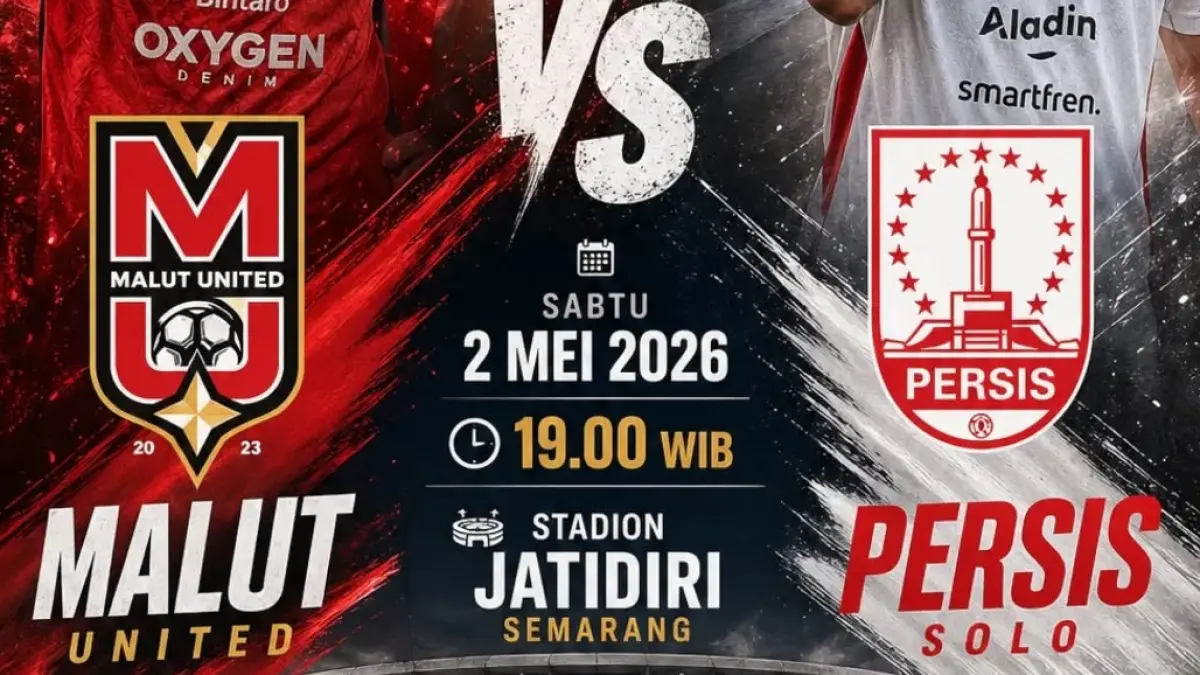 Malut United bersiap menghadapi Persis Solo di Stadion Jatidiri pada pekan ke-31 BRI Super League 2025-2026, Sabtu (2/5/2026) malam WIB. (Sumber: Instagram @event_olahraga_solo)