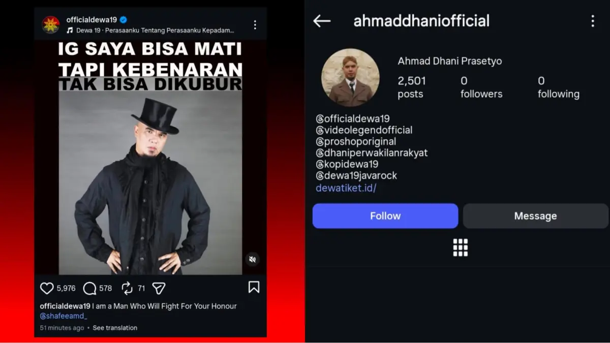 Akun instagram Ahmad Dhani ditangguhkan