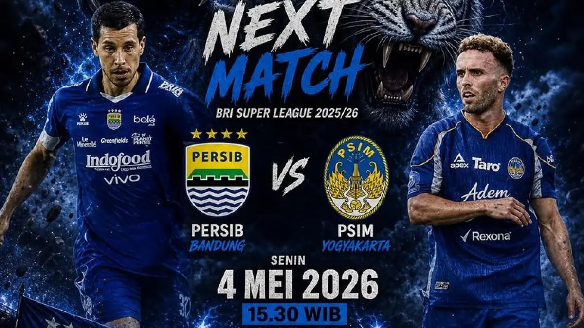 Pekan ke-31 BRI Super League 2025-2026 akan menghadirkan laga menarik dan seru antara Persib Bandung vs PSIM Yogyakarta di Stadion Gelora Bandung Lautan Api pada, Senin (4/5/2026) sore WIB. (Sumber: Instagram @persibbandungfansclub_1933)