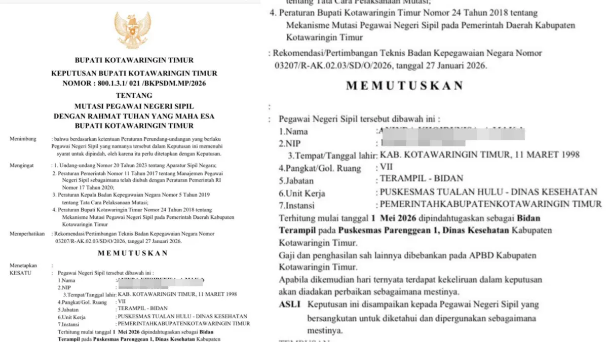 ASN di Kotim terima SK palsu