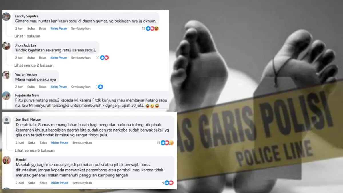 Komentar netizen atas pembunuhan di Tewah.Screenshoot&nbsp;