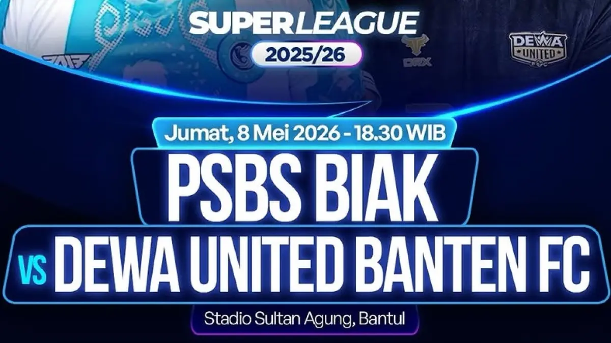 PSBS Biak bersiap menjajal kekuatan Dewa United di Stadion Maguwoharjo dalam laga lanjutan BRI Super League musim 2025-2026, Jumat (8/5/2026) malam WIB. (Sumber: Instagram @sports.indosiar)