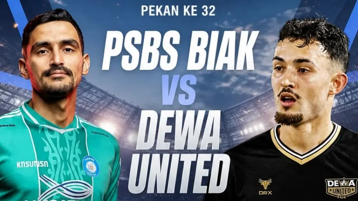PSBS Biak dijadwalkan menjamu Dewa United di Stadion Maguwoharjo pada pekan ke-32 lanjutan BRI Super League 2025-2026, Jumat (8/5/2026) malam WIB. (Sumber: Instagram @kconk_arie)