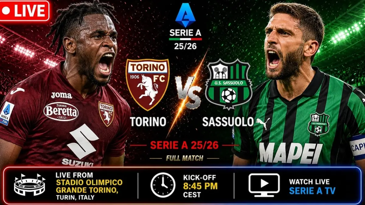 Torino dijadwalkan menjamu Sassuolo di Stadion Olimpico Grande Torino pada pekan ke-36 lanjutan Serie A 2025-2026, Sabtu (9/5/2026) dini hari WIB. (Sumber: youtube.com)
