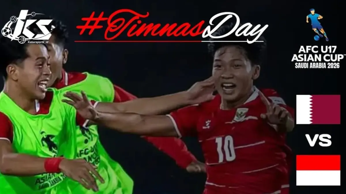 Matchday kedua penyisihan Grup A Piala Asia U17 2026 akan menyajikan laga seru antara Timnas Indonesia U17 vs Timnas Qatar U17 di Lapangan A King Abdullah Sports City Training Stadium, Jeddah, Sabtu (9/5/2026) malam WIB. (Sumber: Instagram @kabarsports_id)