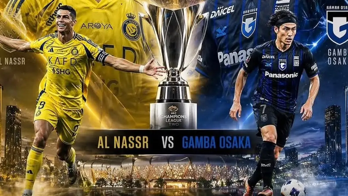 Al Nassr FC dan Gamba Osaka akan saling beradu kekuatan memperebutkan trofi AFC Champions League (ACL) Two 2025/2026 dalam laga yang digelar di Stadion Al-Awwal Park, Riyadh, Minggu (17/5/2026) dini hari WIB. (Sumber: Instagram @shotlinefootball)