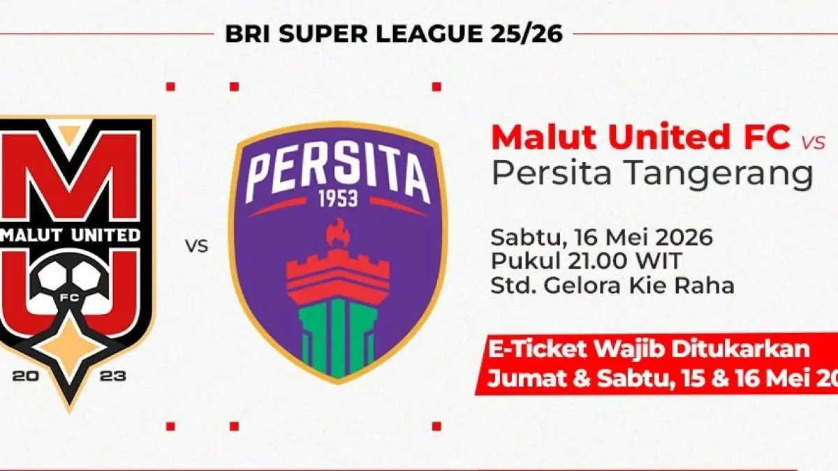 Pekan ke-33 BRI Super League 2025-2026 akan menyajikan duel seru antara Malut United vs Persita Tangerang di Stadion Gelora Kie Raha, Ternate, Sabtu (16/5/2026) malam WIB. (Sumber: Instagram @malutunitedfc)