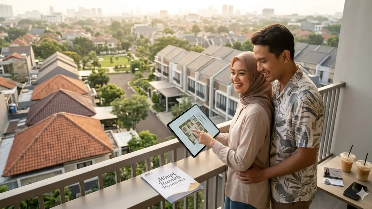 Mencari rumah pertama yang ideal untuk pasangan muda, pilih agen properti andal. Foto : Gemini AI