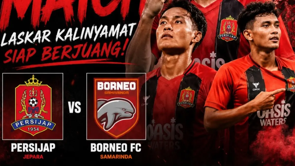 Persijap Jepara bersiap menjajal kekuatan Borneo FC di Stadion Gelora Bumi Kartini dalam laga lanjutan BRI Super League musim 2025-2026, Minggu (17/5/2026) malam WIB. (Sumber: Instagram @jawapostv_jateng dan jpradarkudus)