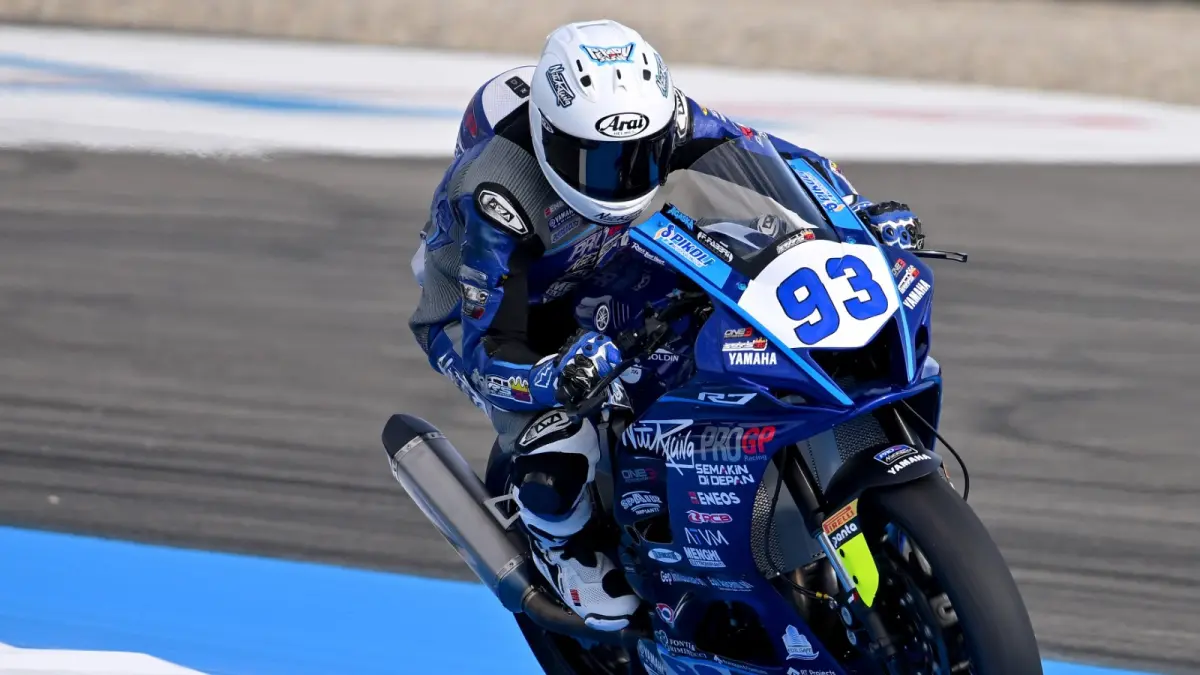 Arai Agaska saat tampil di seri 2 World Sportbike 2026 di sirkuit Assen Belanda.