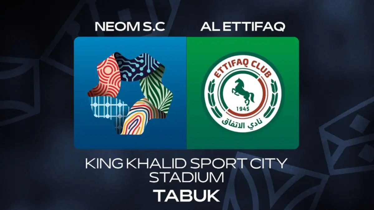 Neom SC bersiap menjamu Al-Ettifaq di King Khalid Sport City Stadium pada pekan pamungkas Liga Pro Saudi 2025/2026, Jumat (22/5/2026) dini hari WIB. (Sumber: webook.com)