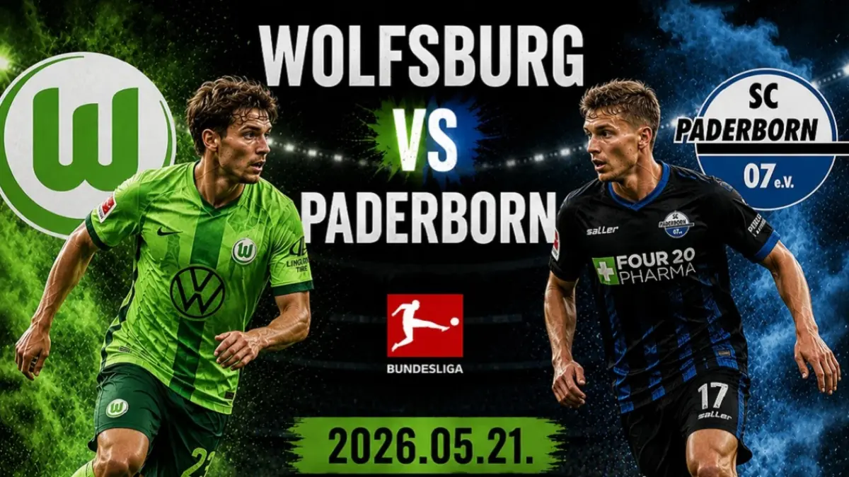 VfL Wolfsburg bersiap menjamu SC Paderborn 07 di Stadion VW Arena pada leg pertama final play-off promosi-degradasi Bundesliga 2025/2026, Jumat (22/5/2026) dini hari WIB. (Sumber: sportfortuna.com)