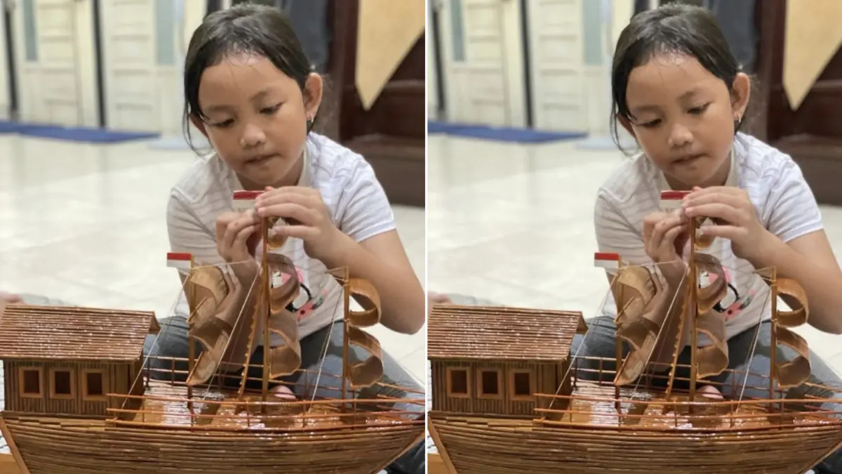Cheryl Christabel sedang menyelesaikan karya seninya. Dok Pribadi