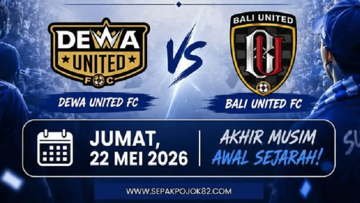 Dewa United bersiap menjamu Bali United di Banten International Stadium pada pekan ke-34 lanjutan BRI Super League 2025-2026, Jumat (22/5/2026) malam WIB. (Sumber: Instagram @sepakpojok82)