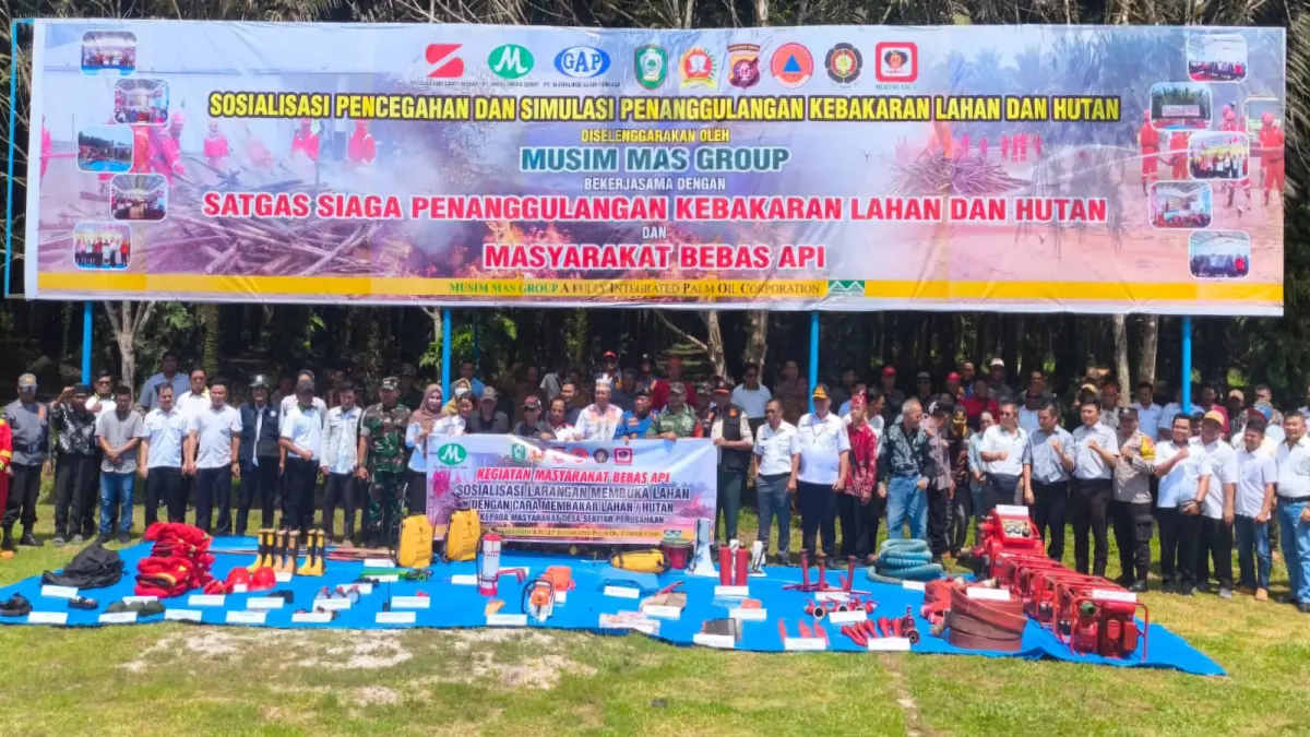 Perusahaan perkebunan kelapa sawit PT MAS (Musim Mas Group) saat menggelar sosialisasi pencegahan dan simulasi penanganan karhutla, Rabu (20/5/2026).Humas