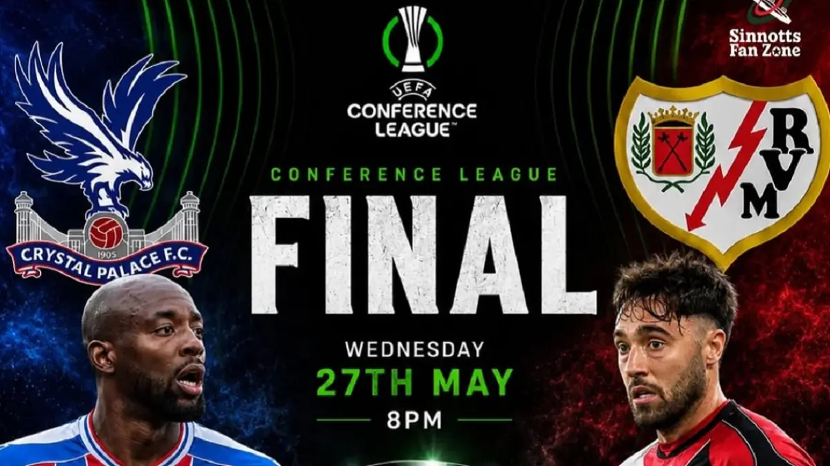 Crystal Palace dan Rayo Vallecano akan saling menjajal kekuatan di Red Bull Arena, Leipzig untuk memperebutkan titel juara Liga Konferensi UEFA 2025-2026, Kamis (28/5/2026) dini hari WIB. (Sumber: Instagram @sinnotts_bar)
