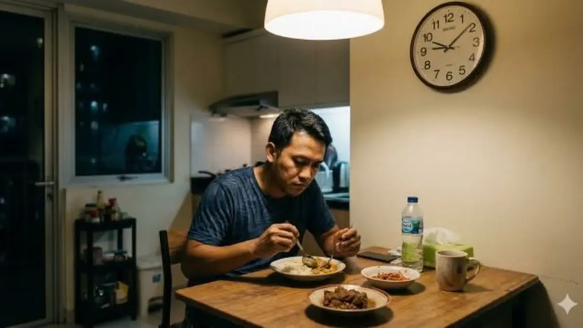 Makan malam bagi kesehatan.(Ilustrasi AI)