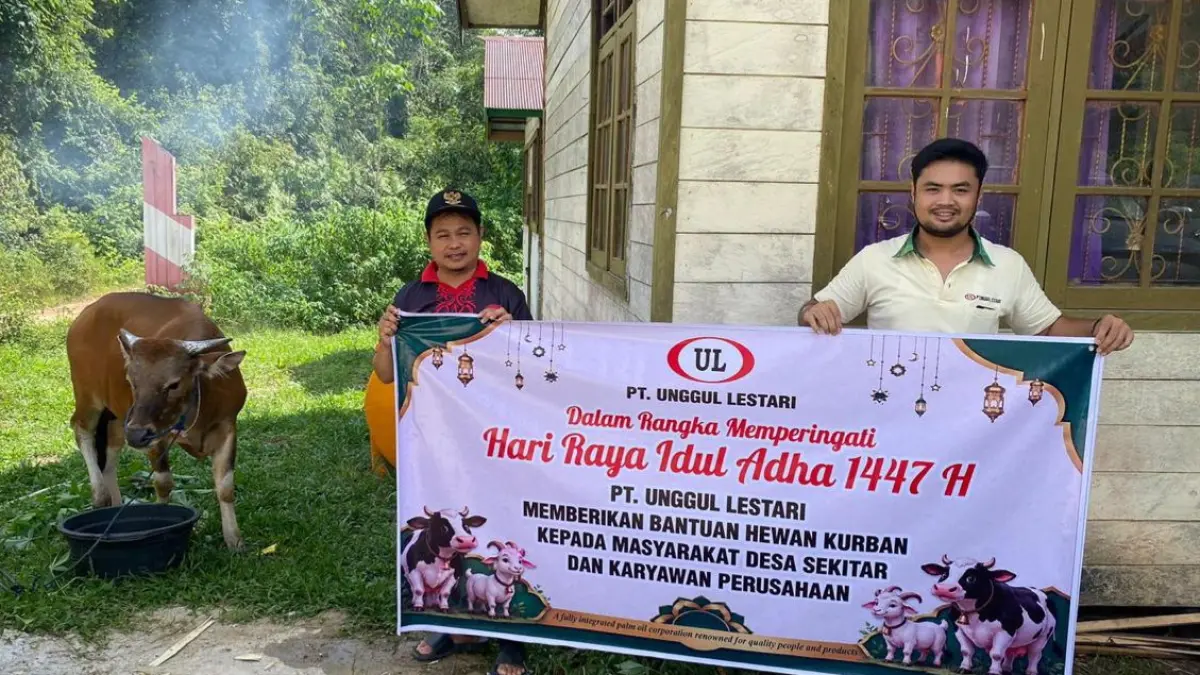 PT Unggul Lestari salurkan hewan kurban Iduladha 1447.(Humas)