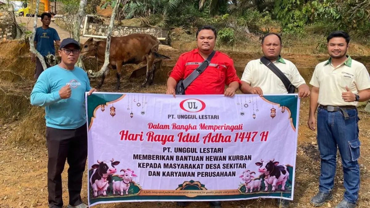 PT Unggul Lestari salurkan hewan kurban Iduladha 1447.(Humas)