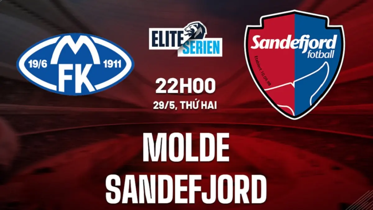 Molde FK bersiap menjamu Sandefjord di Stadion Aker dalam laga lanjutan pekan ke-10 Norwegian Eliteserien 2026, Sabtu (30/5/2026) malam WIB. (Sumber: bongda24h.vn)