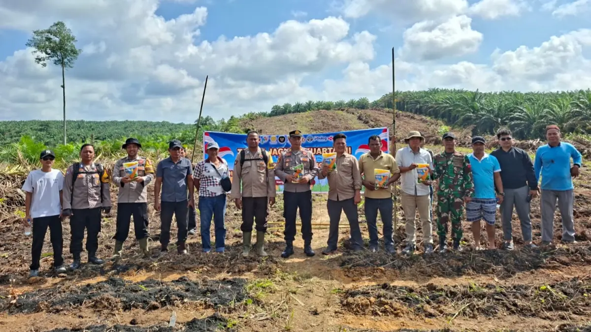 Polsek Bulik bersama Gapoktanhut SBB saat melaksanakan peyemaian bibit jagung, di lahan perhutanan sosial.(Ruslan/kaltengpos.jawapos.com)