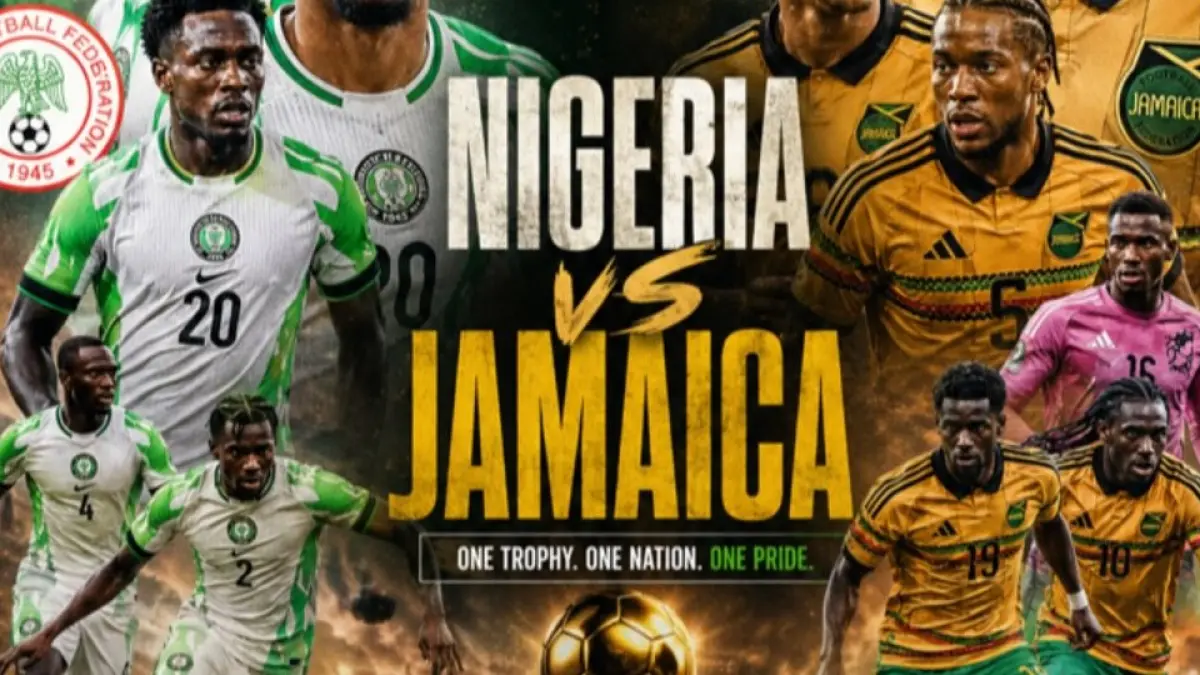 Timnas Nigeria dan Jamaika akan saling menjajal kekuatan di Valley Stadium, London pada laga final Unity Cup 2026, Minggu (31/5/2026) dini hari WIB. (Sumber: Instagram @everything_naija01 dan fajsports)