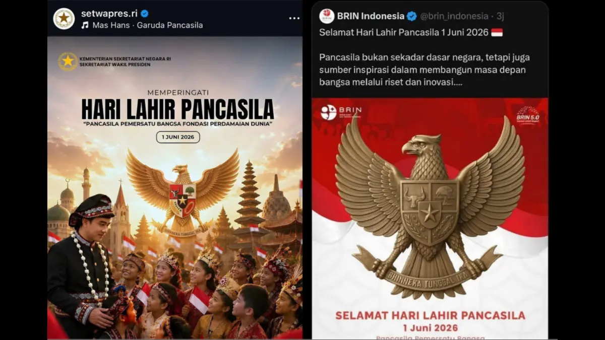 Akun milik Setwapres dan BRIN soal ucapan hari lahir Pancasila jadi sorotan.(Instagram)
