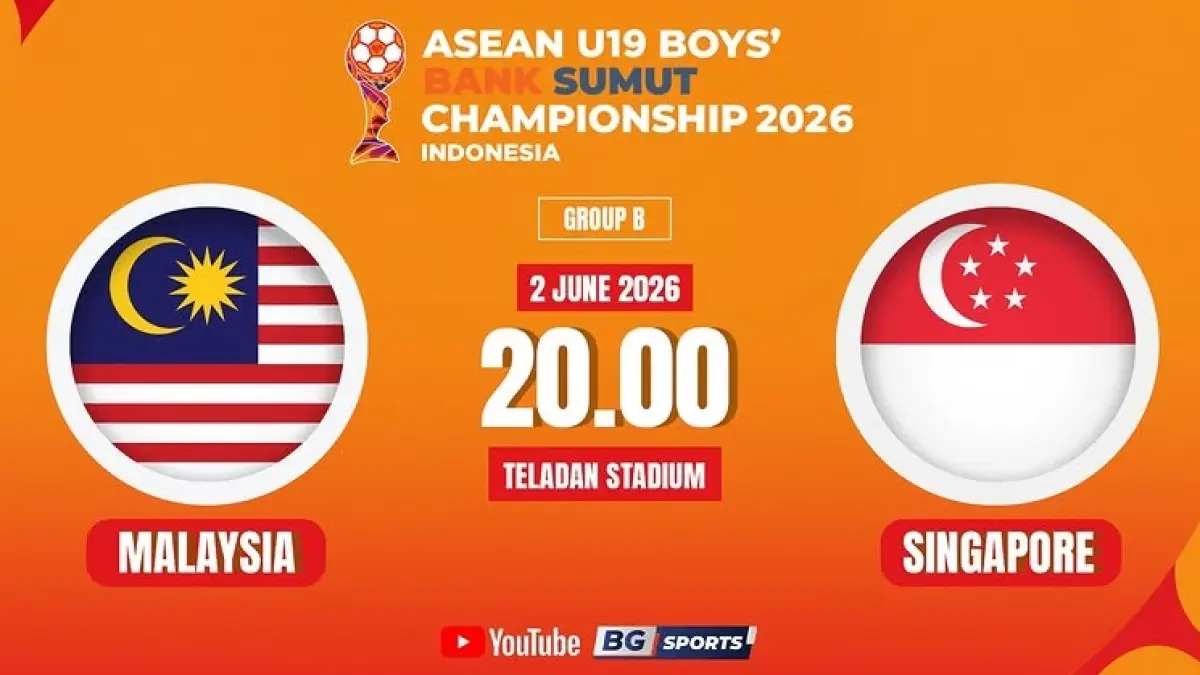 Matchday pertama penyisihan Grup B Piala AFF U-19 2026 akan mempertemukan Timnas Malaysia vs Singapura yang digelar di Stadion Teladan, Medan, Selasa (2/6/2026) pukul 20.00 WIB. (Sumber: Instagram @bgsports_official)