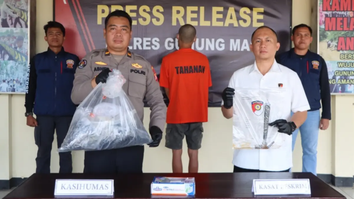 Rilis kasus pembunuhan oleh Polres Gumas.(Humas)