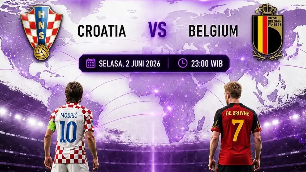 Timnas Kroasia dijadwalkan menjamu Timnas Belgia di Stadion Rujevica dalam laga bertajuk FIFA Friendly Match 2026, Selasa (2/6/2026) malam WIB. (Sumber: Instagram @panentv.rumahbola)