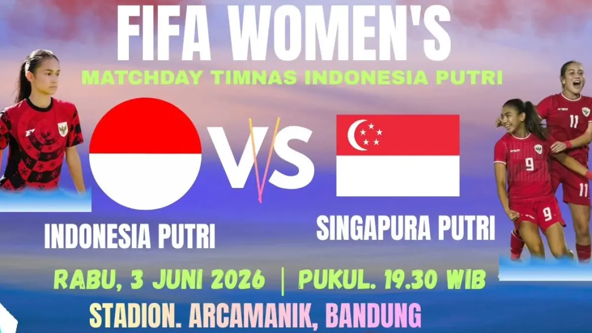 Timnas Putri Indonesia dijadwalkan bertanding dengan Timnas Putri Singapura di Stadion Arcamanik, Bandung dalam laga bertajuk Garuda Championship Series Juni 2026, Rabu (3/6/2026) malam WIB. (Sumber: Instagram @ist_indonesia2)