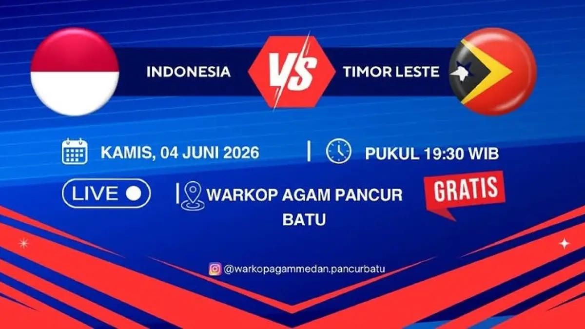 Timnas Indonesia U-19 dijadwalkan menghadapi Timnas Timor Leste U-19 di Stadion Utama Sumatera Utara, Deli Serdang pada matchday kedua penyisihan Grup A Piala AFF U-19 2026, Kamis (4/6/2026) malam WIB. (Sumber: Instagram @warkopagammedan.pancurbatu)