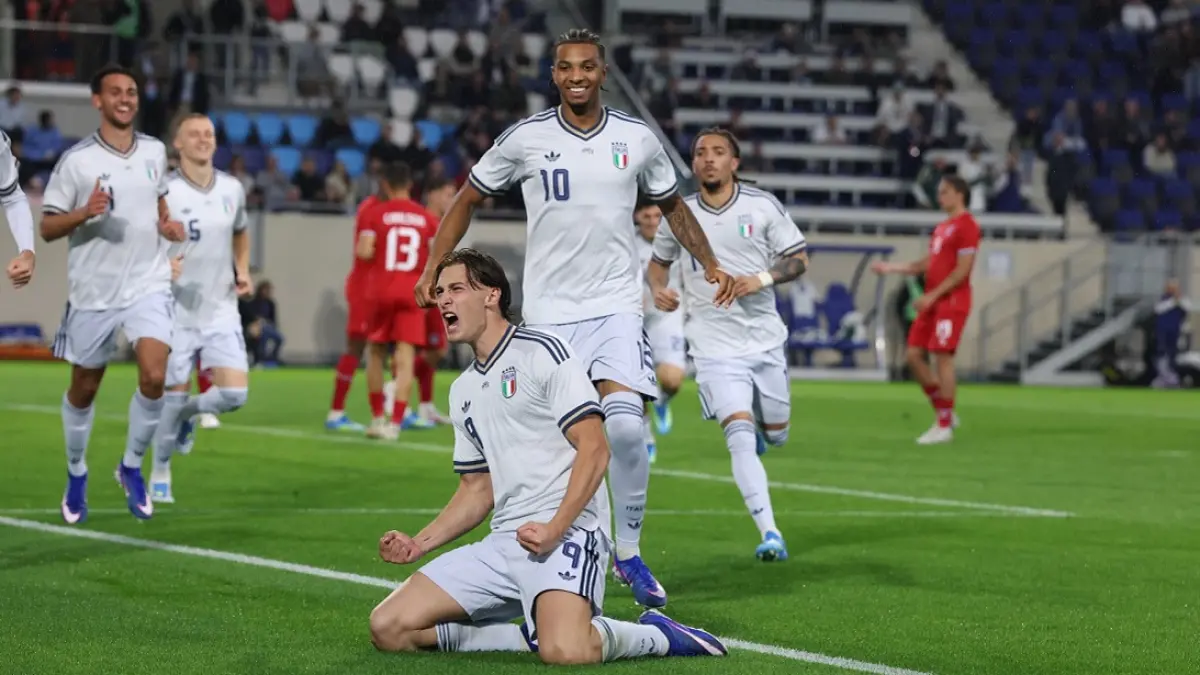 Timnas Italia sukses meraih kemenangan atas Luksemburg dalam laga uji coba bertajuk FIFA Friendly Match yang digelar di Stade de Luxembourg, Kamis (4/6) dini hari WIB. (Sumber: Photo X)
