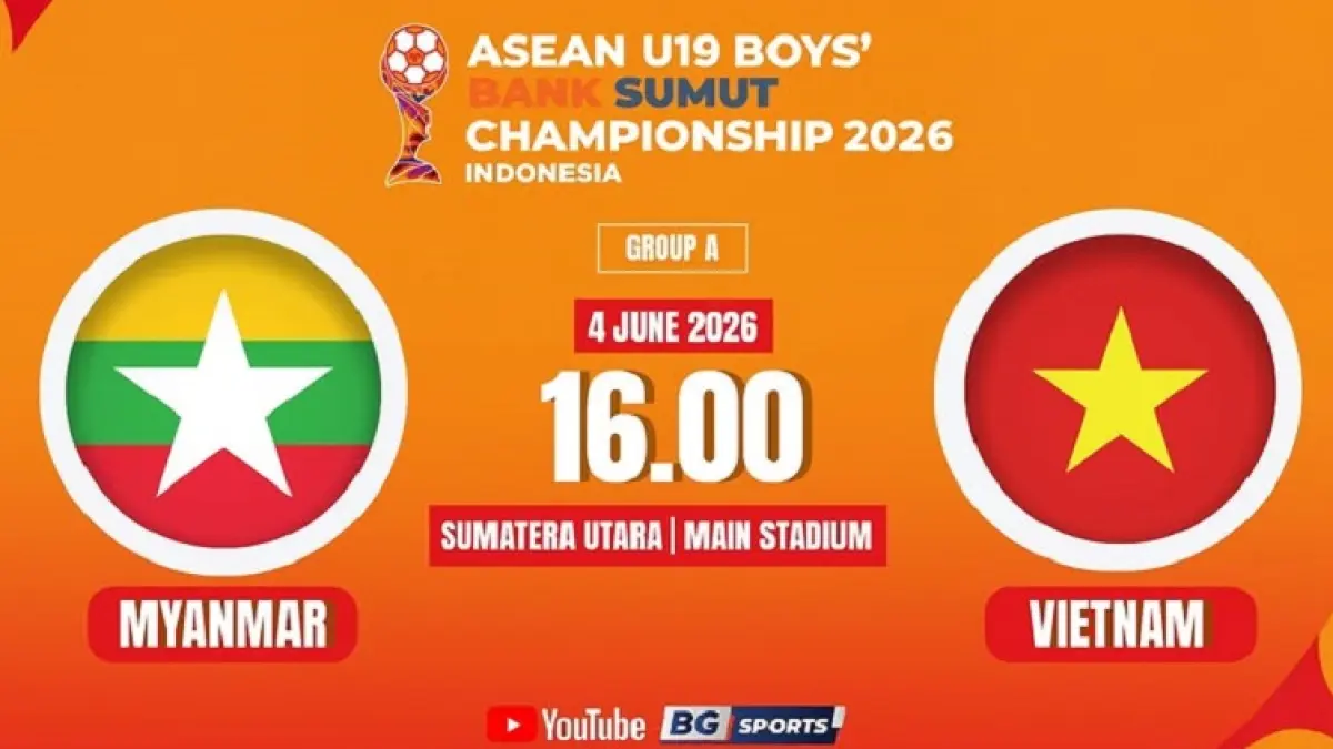 Timnas Myanmar U19 akan menghadapi Timnas Vietnam U19 di Stadion Utama Sumatra Utara, Deli Serdang pada matchday kedua penyisihan Grup A Piala AFF U-19 2026, Kamis (4/6/2026) sore WIB. (Sumber: Instagram @bgsports_official)