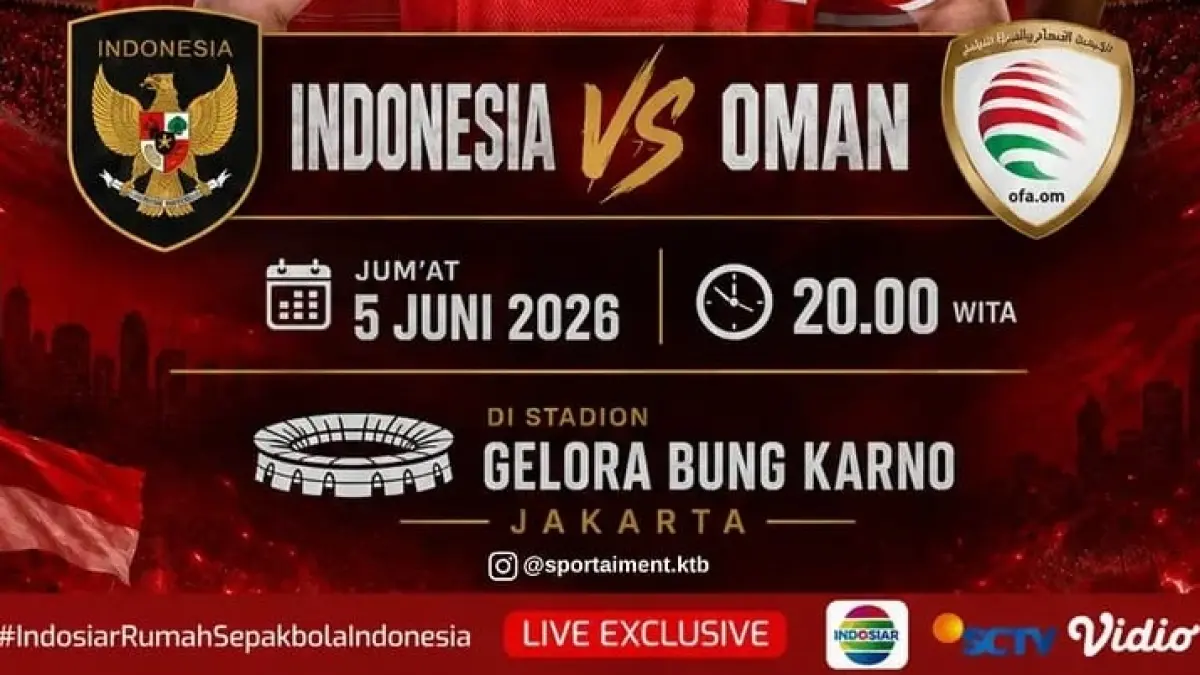 Timnas Indonesia bersiap menjajal kekuatan Timnas Oman di Stadion Gelora Bung Karno dalam laga uji coba bertajuk FIFA Friendly Match 2026, Jumat (5/6/2026) malam WIB. (Sumber: Instagram @sportaiment.ktb dan ballkobar)